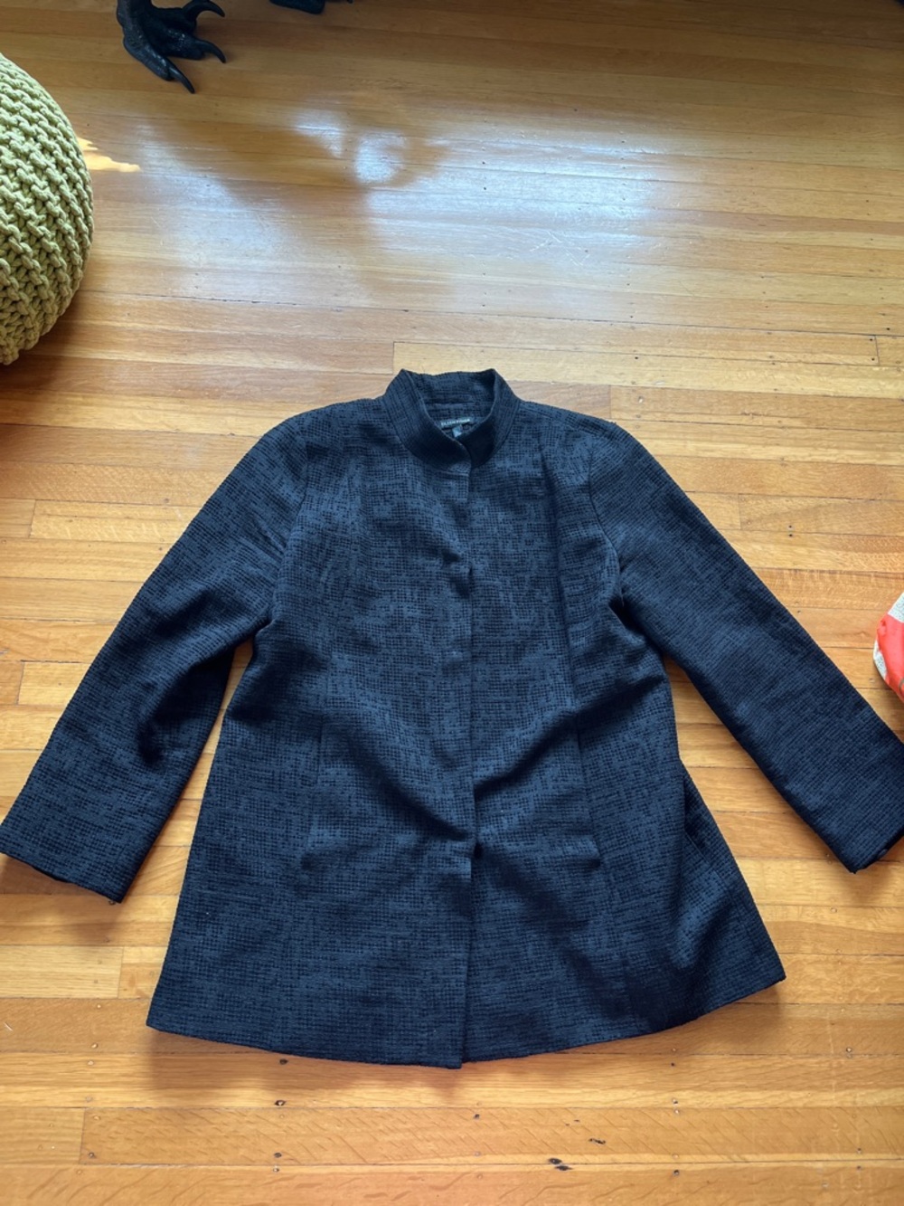 Long EILEEN FISHER boucle minimalist organic cotton jacket blazer textured L